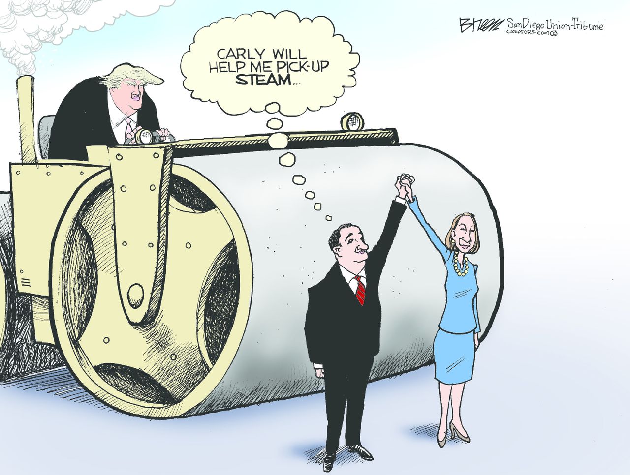 Political Cartoon U.S. Trump Cruz Fiorina 2016