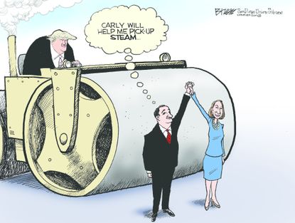 Political Cartoon U.S. Trump Cruz Fiorina 2016