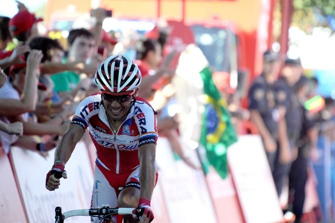Joaquim Rodriguez (Katusha) celebrates a stage win in the Vuelta