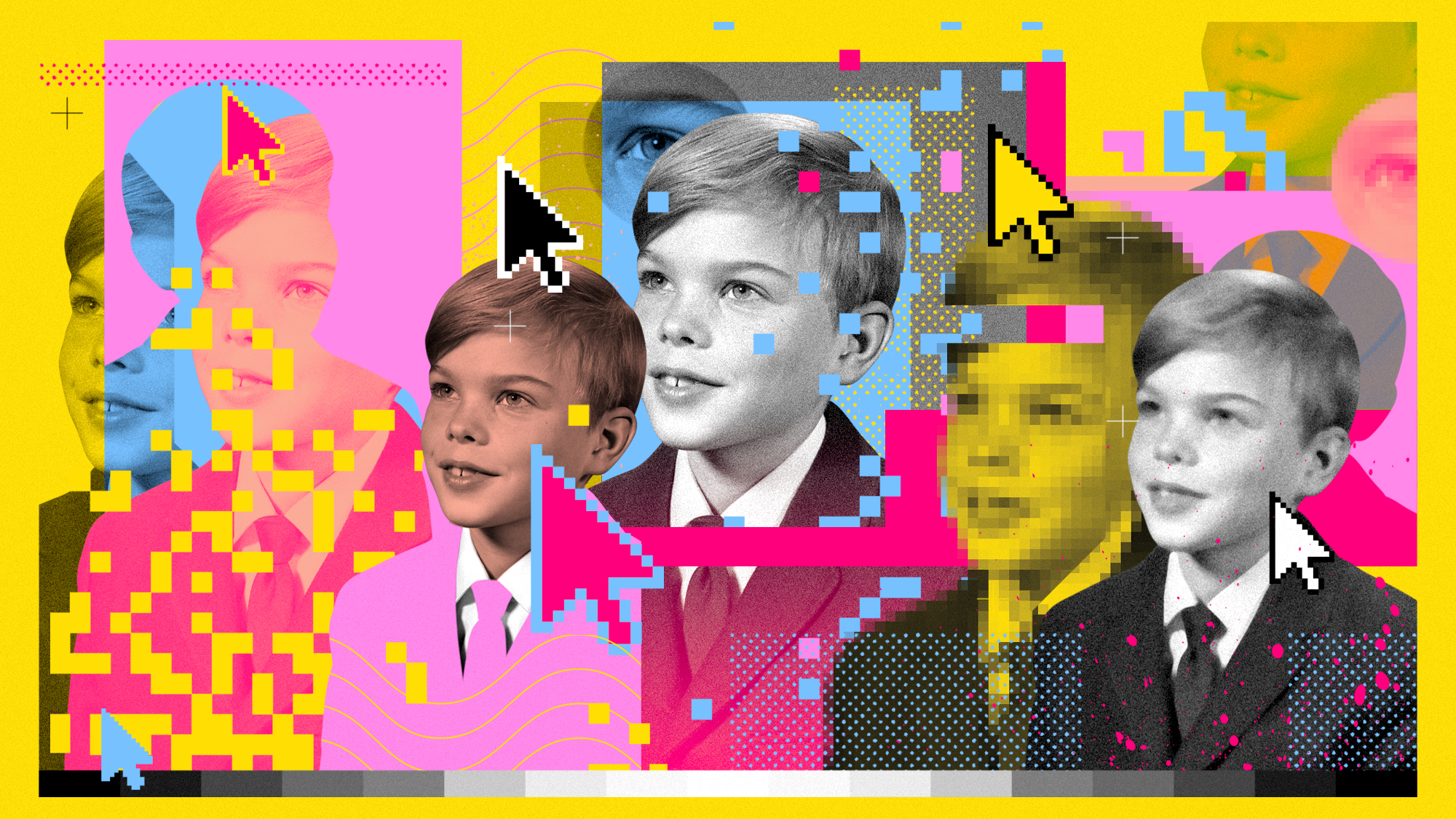 Photo collage illustration of a schoolboy's portrait 