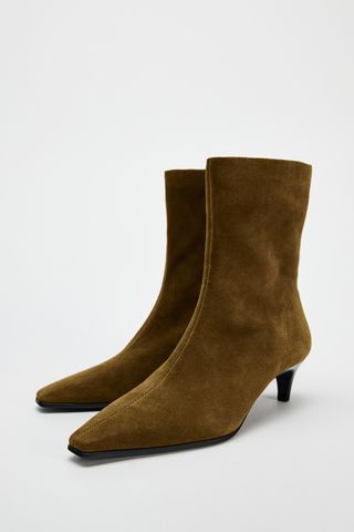 Suede Kitten Heel Ankle Boots