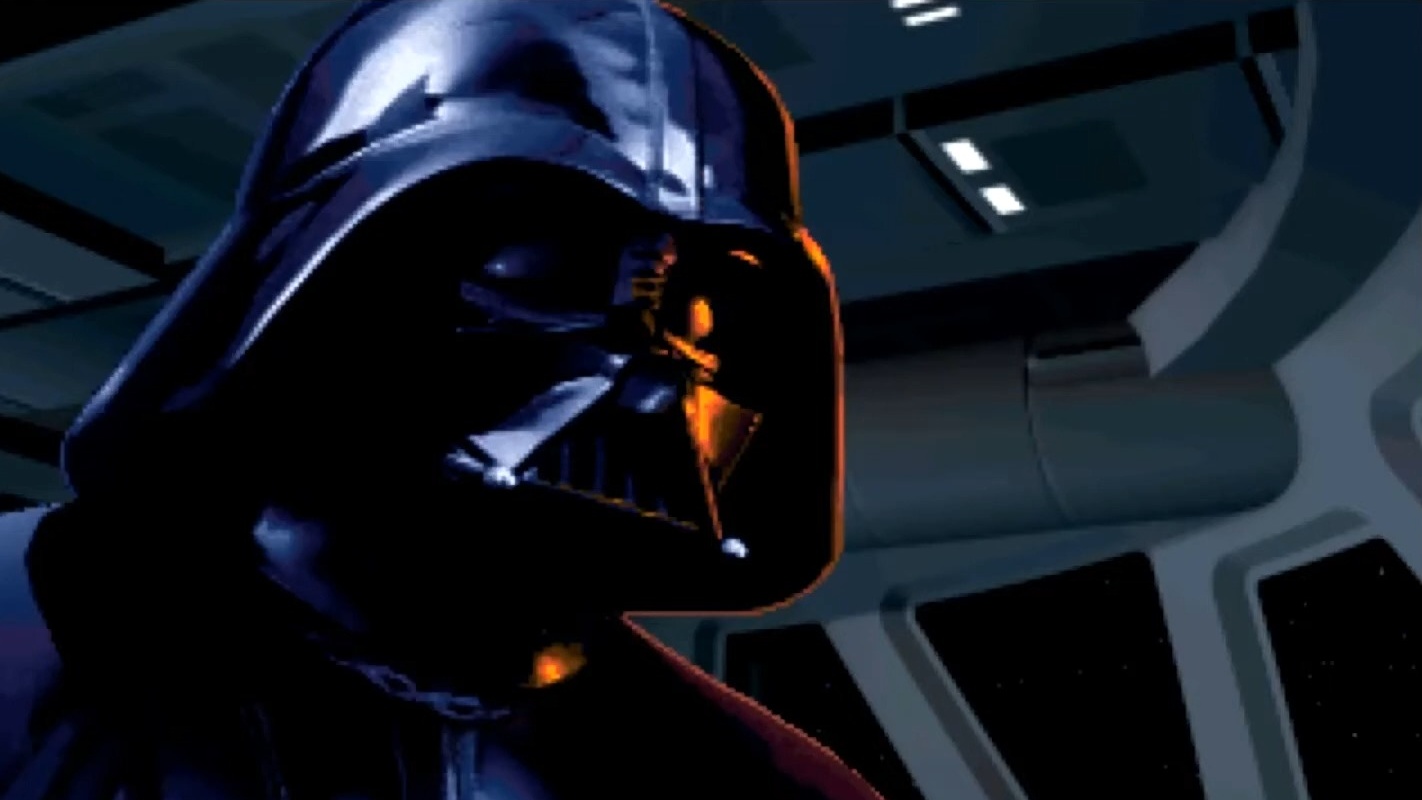 Darth Vader in a cutscene from Dark Forces.
