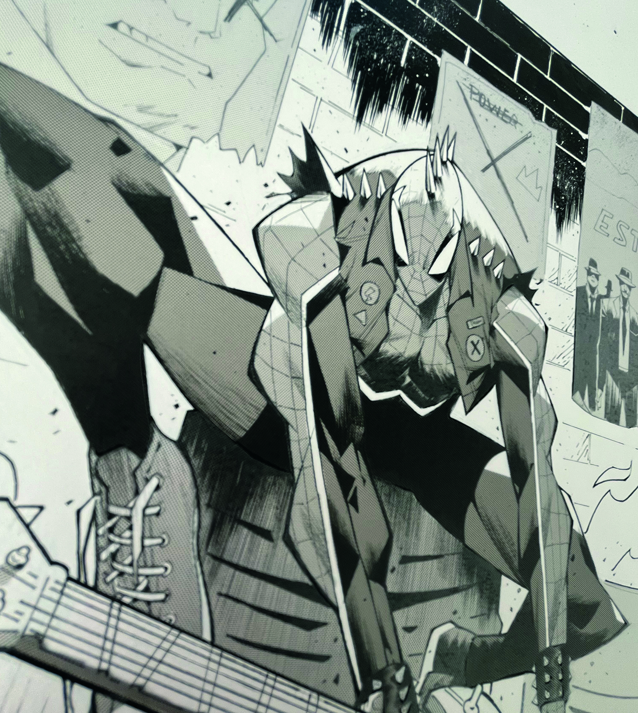 Ilustración de Spider-Punk Marvel Snapcard Trabajo en progreso