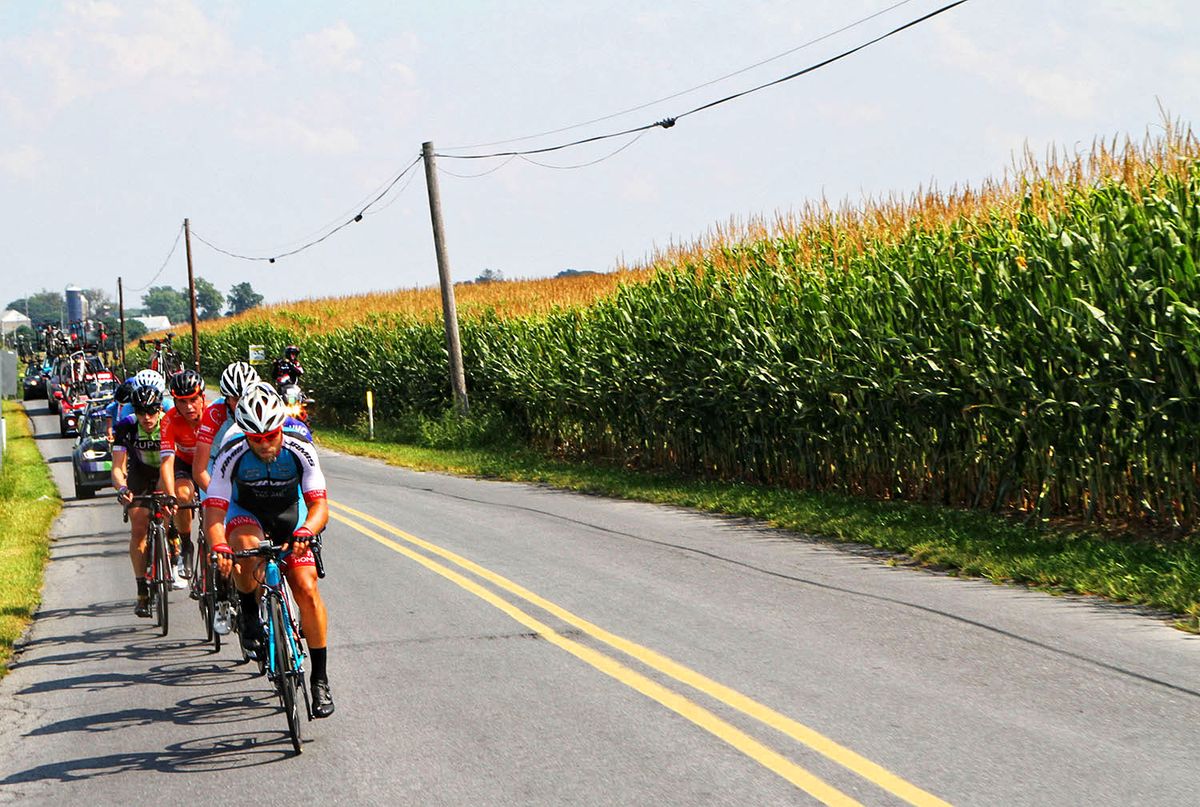 Eric Marcotte (Team Jamis) takes hard pull through the corn fields