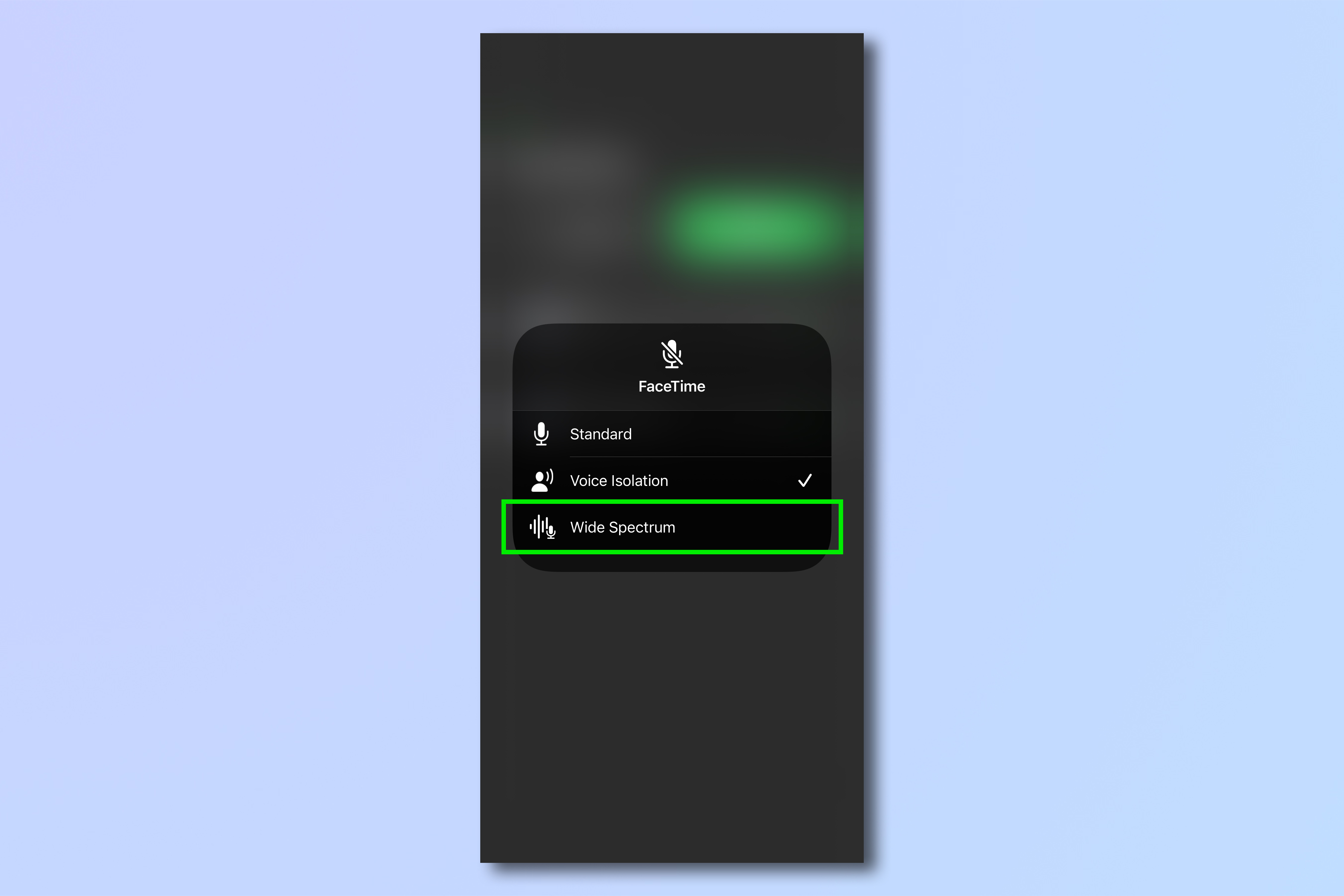 A screenshot showing the steps required to activate Voice Isolation on iPhone
