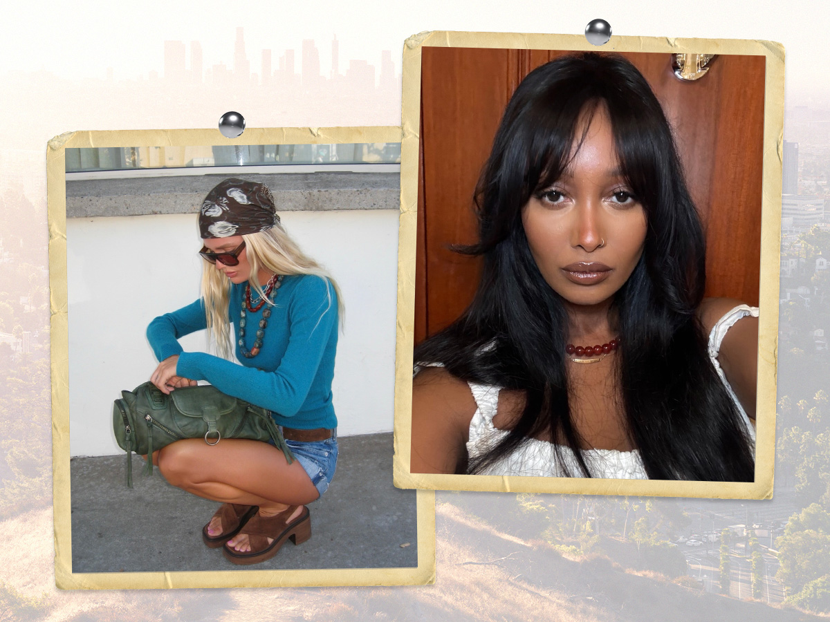 Megan Adelaide with glowing skin and bleached tresses and Mona Ali with polished strands and a bronzed makeup look