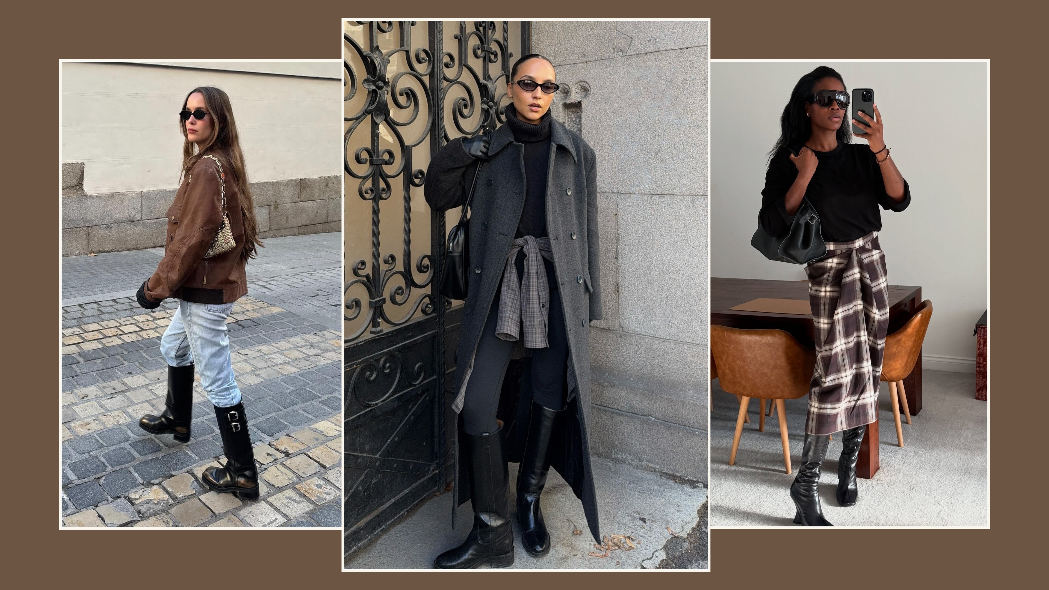 Influencers wearing knee-high boots for winter.