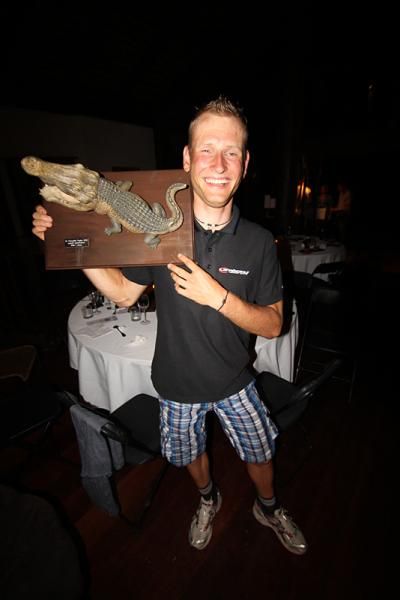 Urs Huber shows off his Crocodile Trophy