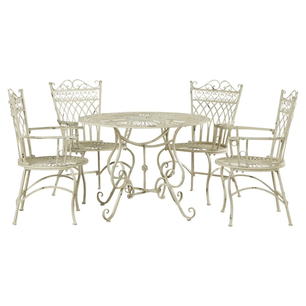 Akeyra 4 - Person Metal Patio Dining Set with Round Table