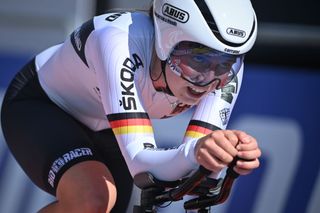 Antonia Niedermaier in the junior women's time trial at 2021 World Championships