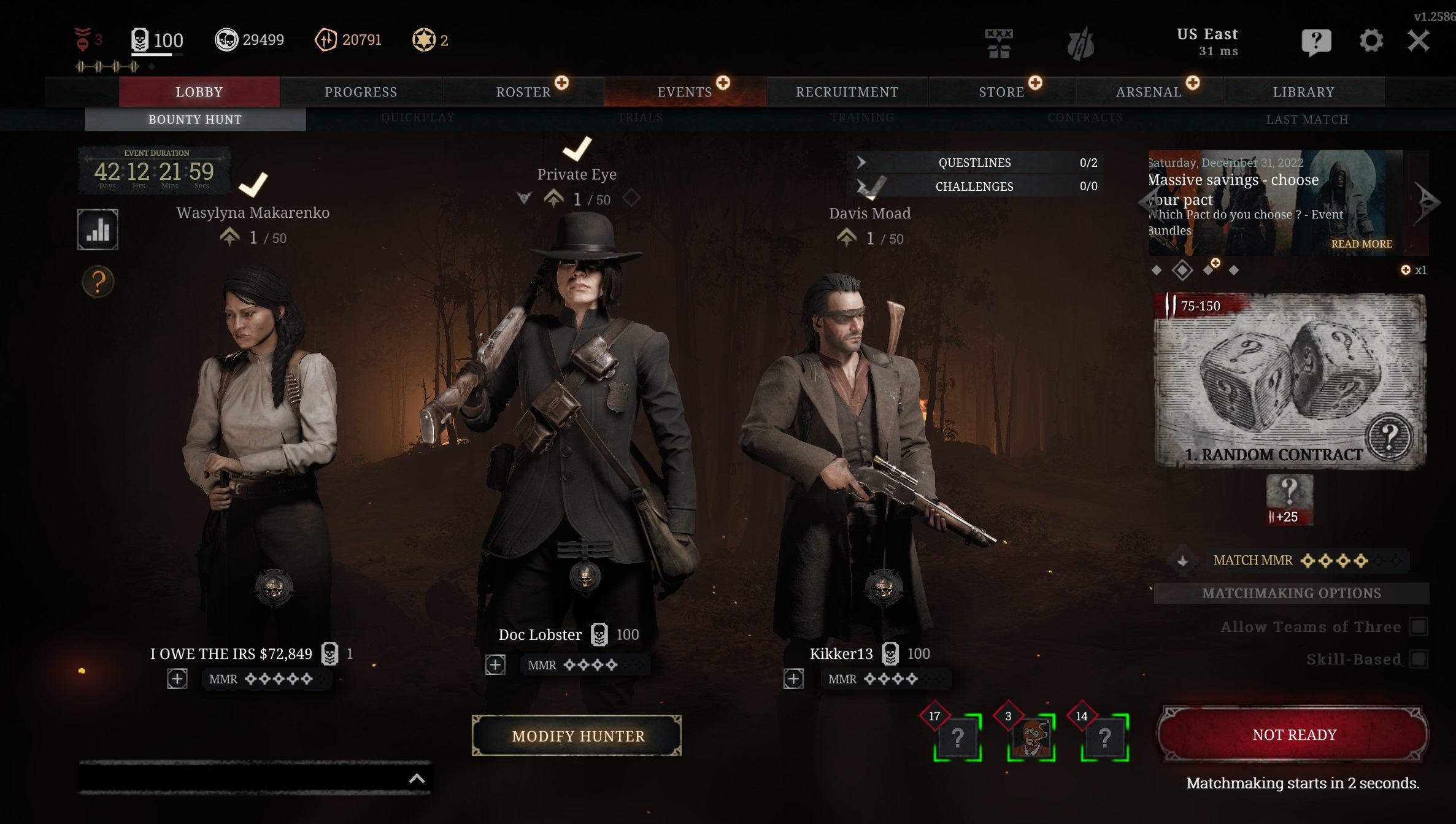 3 personajes de Hunt Showdown