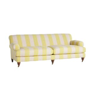 A yellow striped sofa
