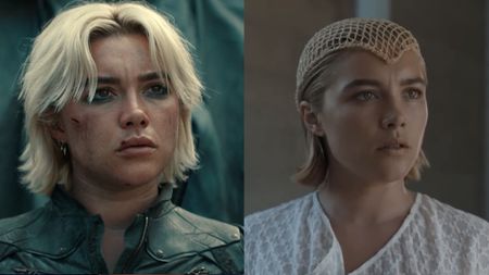 Florence Pugh in Thunderbolts and Dune Part 2 side by side 