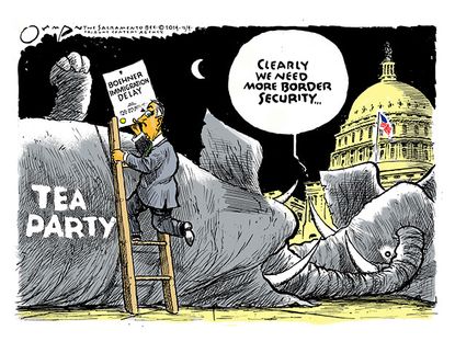 Political cartoon GOP Tea Party Boehner immigration delay
