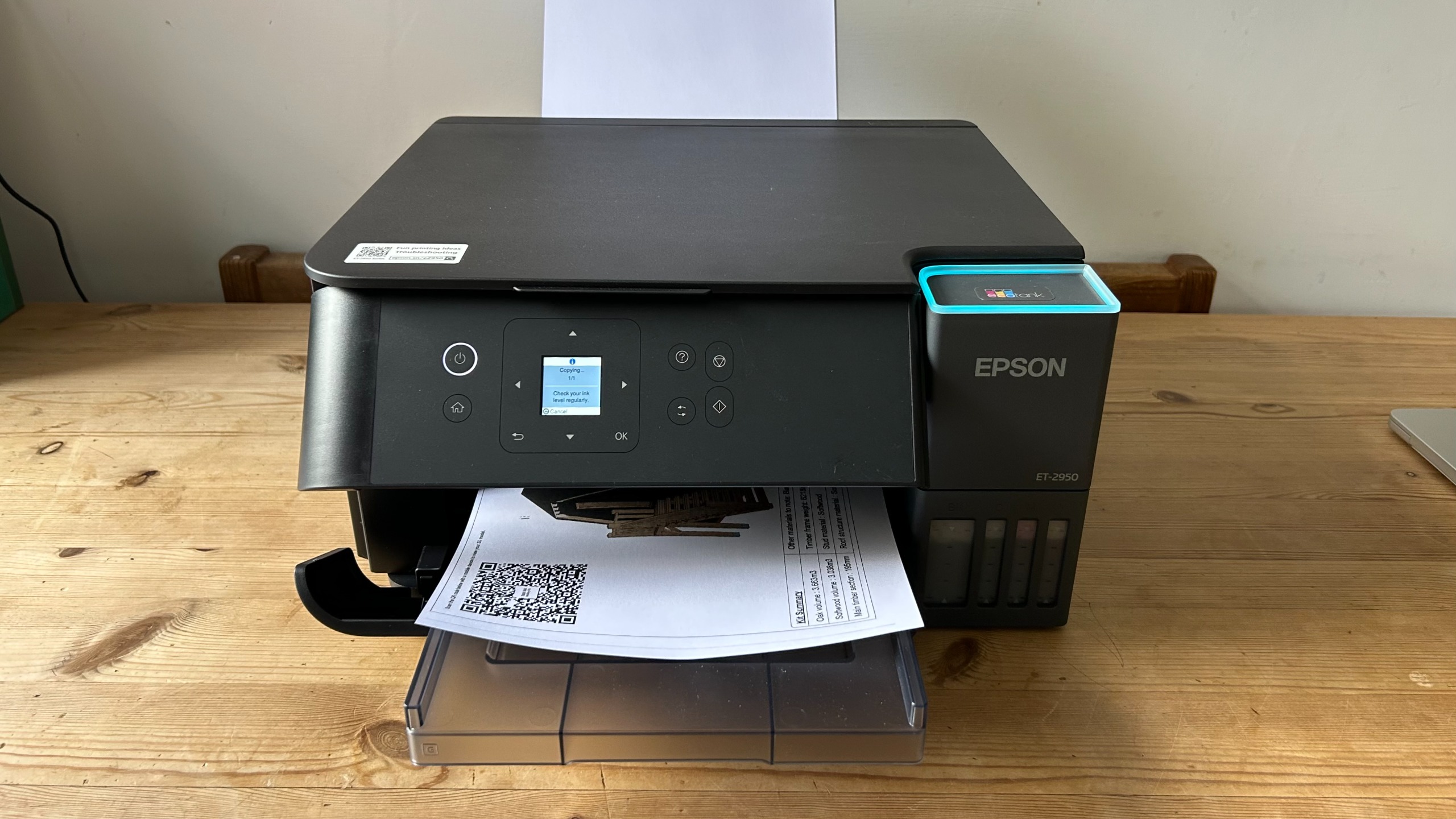 Testing the Epson EcoTank ET-2980 ink tank printer in a home office