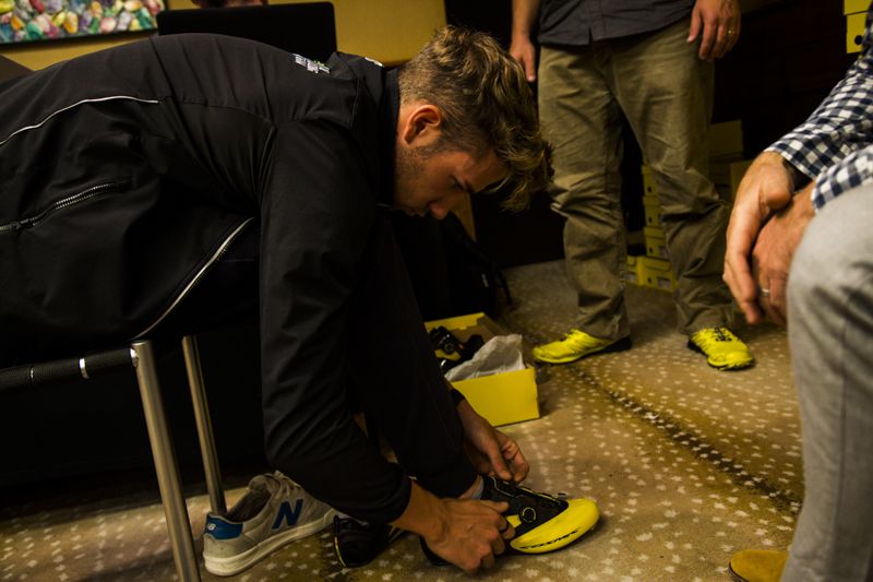 Shoe fitting at Cannondale-Garmin's Aspen gathering