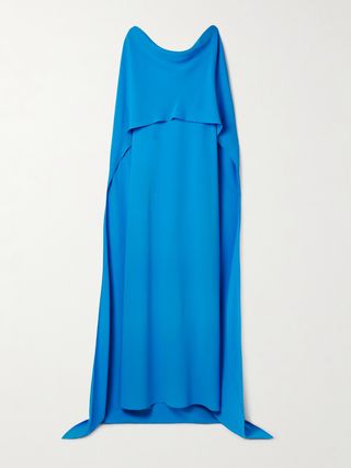 Draped Cape-Effect Silk-Blend Georgette Gown