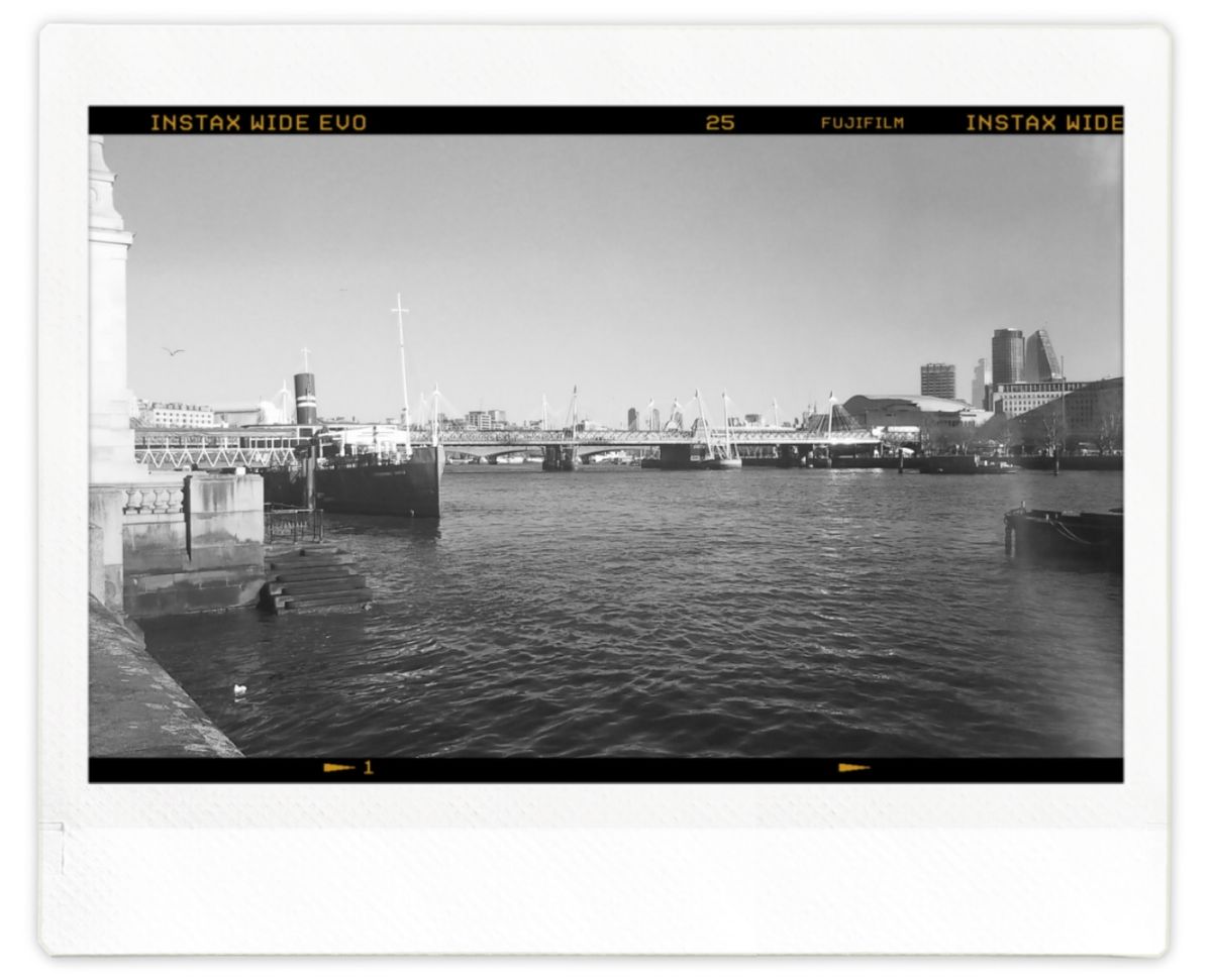 View across the River Thames with a film border