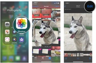 Open Photos, select Portrait Mode image, tap Edit