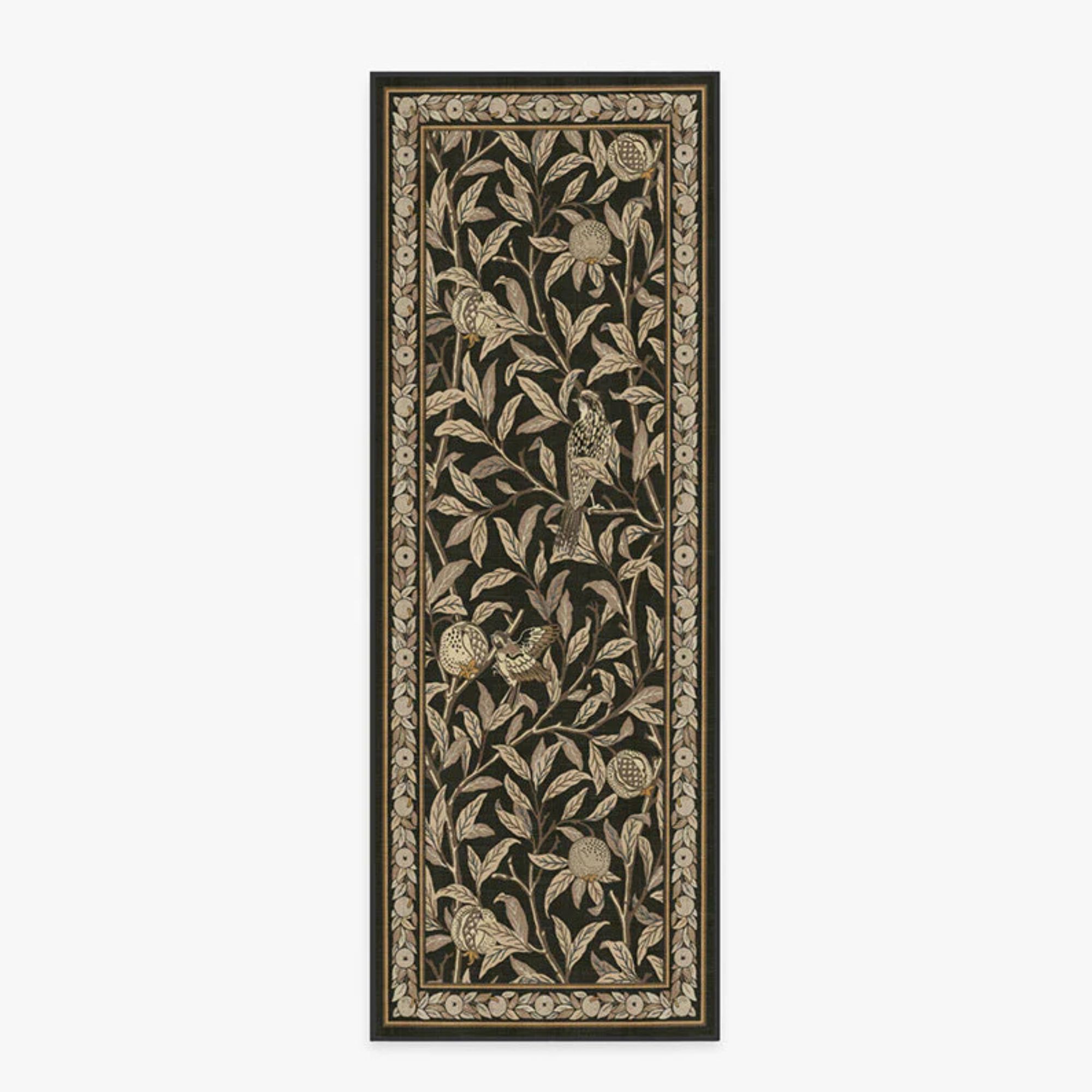 Morris &amp;amp; Co, Bird &amp;amp; Pomegranate Soft Black Flatwoven Rug