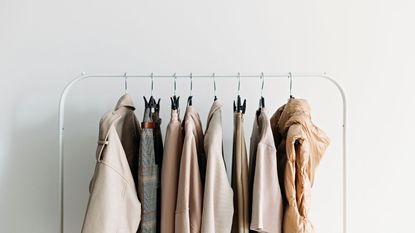 Clothes hanging on a clothes rail 