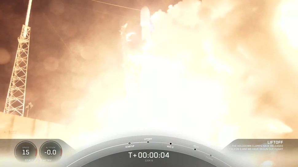 SpaceX rocket launches Sirius XM digital radio satellite, nails nighttime landing at sea