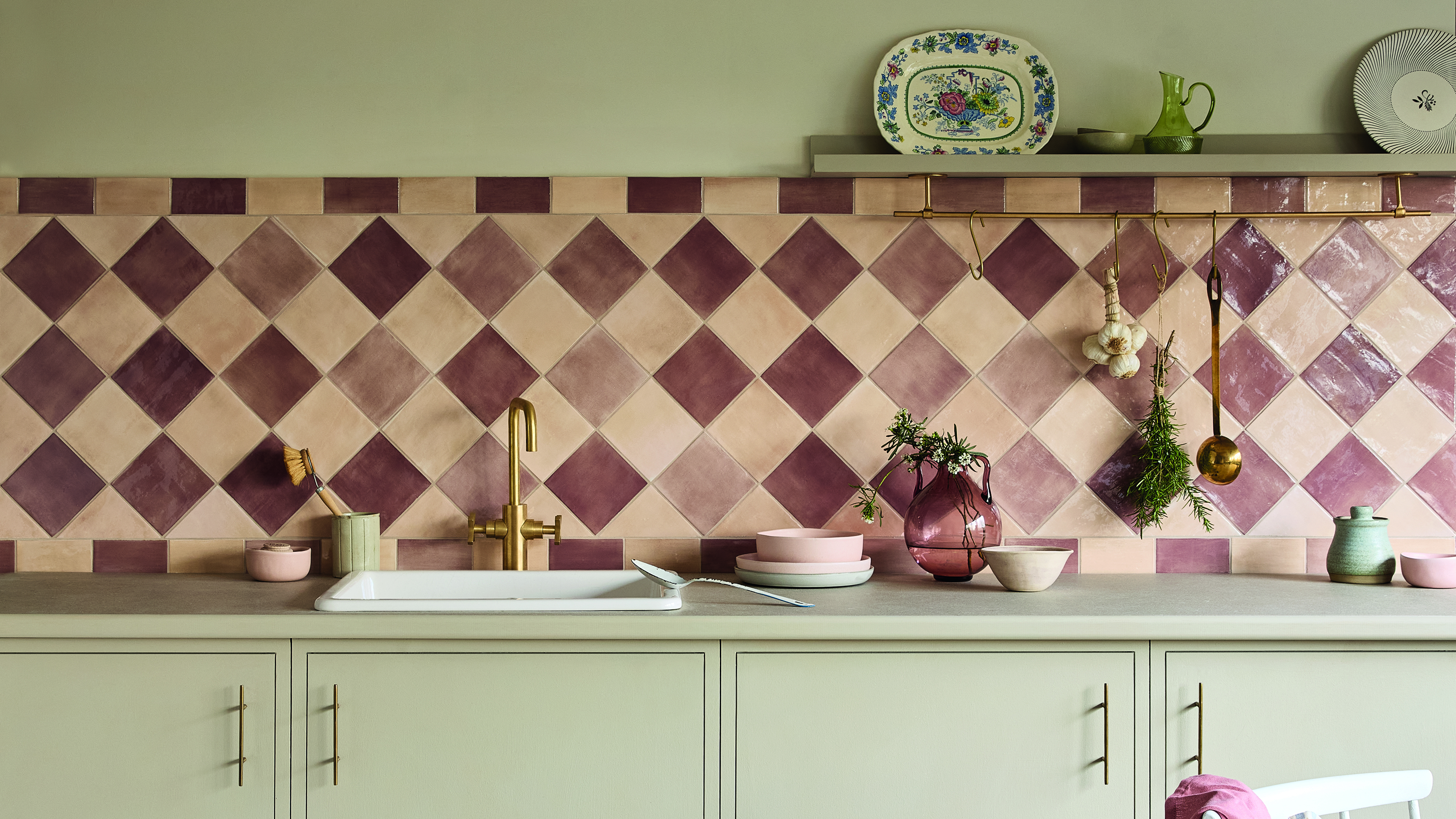 Claybrook terracotta chequerboard tiles