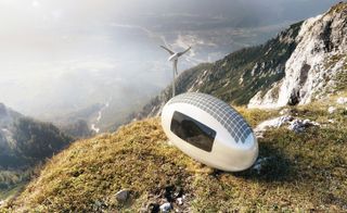 Eco friendly pod sitting on top of mountain