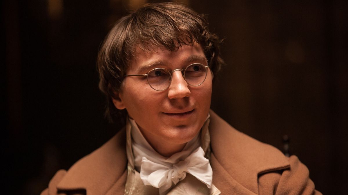 Paul Dano smiling as Pierre in War &amp; Peace