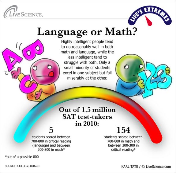 infographic shows people with high language versus math skills