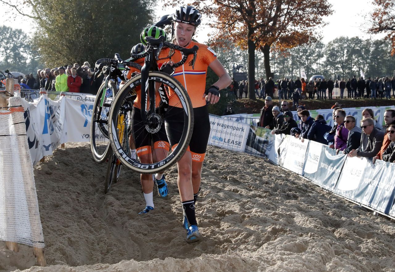 Annemarie Worst leads the way through the sand