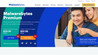 Malwarebytes website download and purchase page