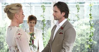 Brad Willis and Lauren Turner dance down the aisle for their wedding which is full of other surprises in Neighbours