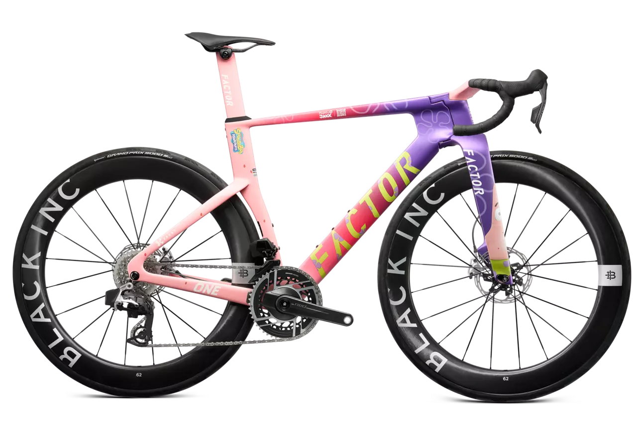 A custom-painted Patrick Star Factor One bike