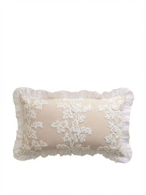 Pure Cotton Floral Embroidered Bolster Cushion