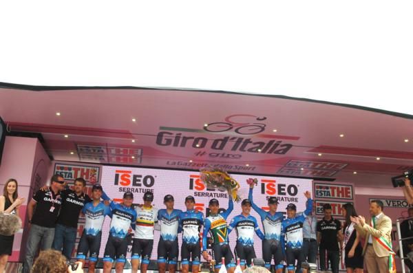 Garmin-Barracuda on the Giro d'Italia podium