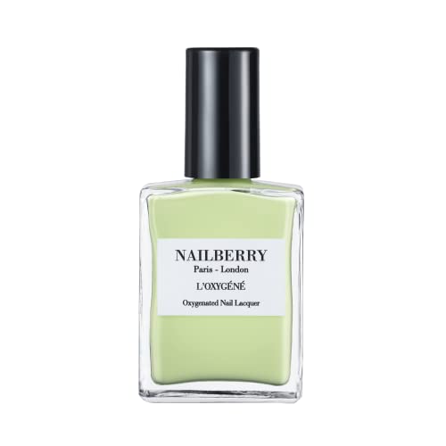 Nailberry L'oxyg&amp;eacute;n&amp;eacute; Oxygenated Nail Lacquer | Pistach-Oh! | Light Creamy Green Opaque Polish | Uv Protected Long-Wear Nail Polish | 12-Free | Vegan | Certified Halal | Cruelty &amp;amp; Gluten Free | 15 Ml