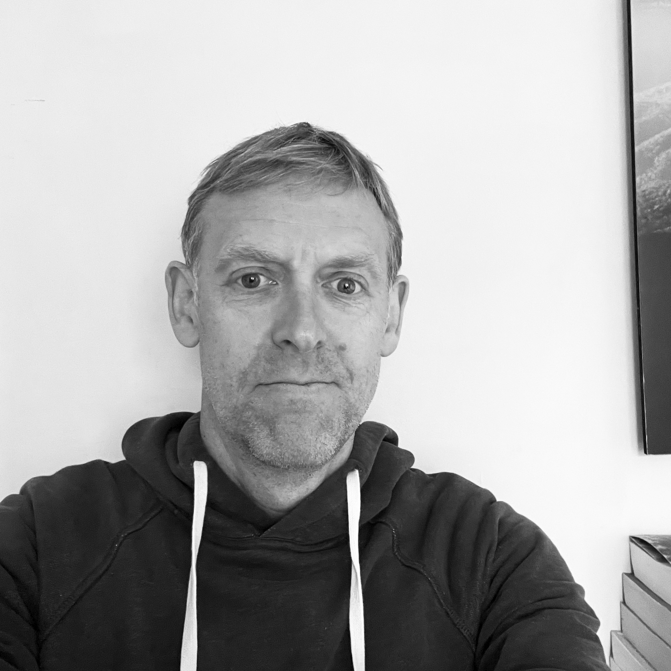 Portrait of a man in black and white