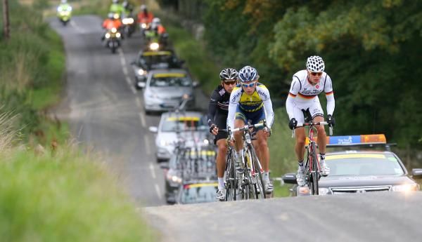 Martin Reimer leads the break that included Thomas De Gendt (TopSport &ndash; Vlaanderen), Darren Lapthorne (Rapha Condor) and Rob Ruygh (Vacansoleil).