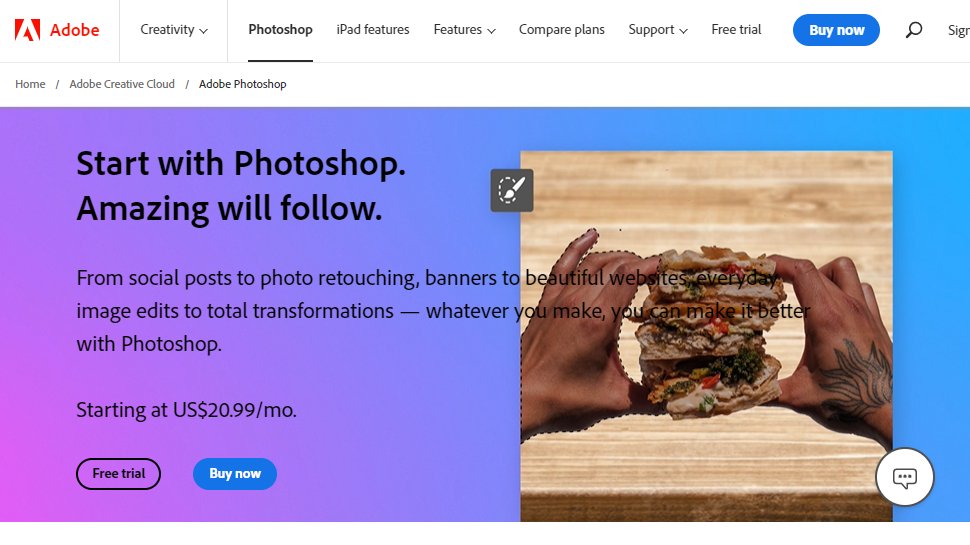 Website screenshot for Adobe Photoshop