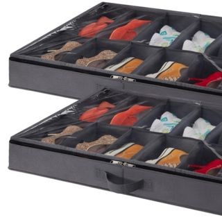 Lifewit under bed shoe storage organizer set of 2, gray