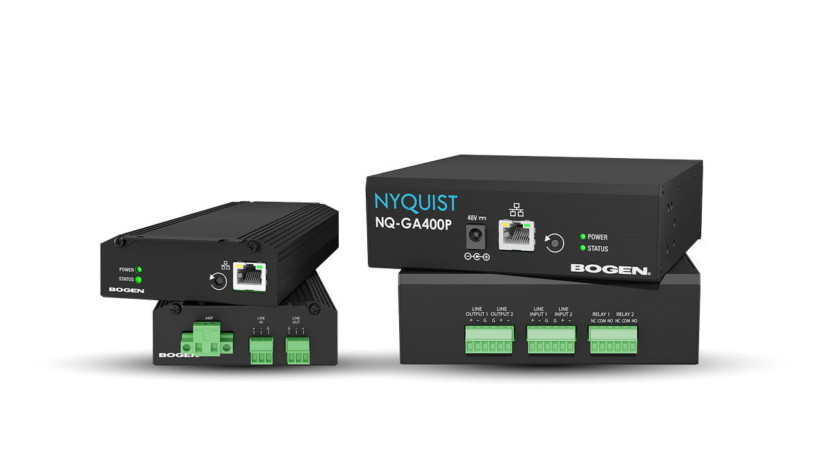 Bogen Communications debuts the NQ-GA400P AoIP Gateway and NQ-GA40P3 Amplifier Module.