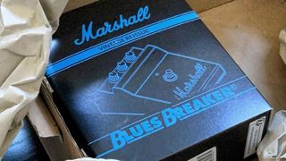 Photo of a Marshall Blues Breaker pedal reissue box 