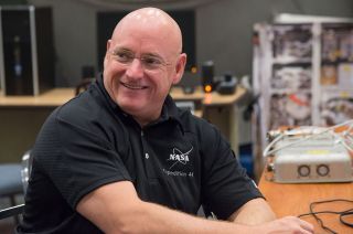 NASA astronaut Scott Kelly is pictured during a training session at NASA's Johnson Space Center in Houston, Texas.
