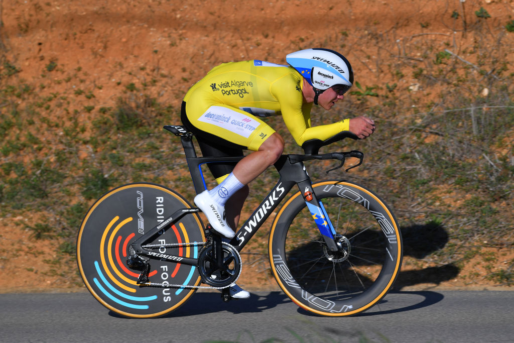 LAGOA PORTUGAL FEBRUARY 23 Remco Evenepoel of Belgium and Team Deceuninck Quick Step Yellow Leader Jersey during the 46th Volta ao Algarve 2020 Stage 5 a 203km Individual Time Trial stage from Lagoa to Lagoa ITT VAlgarve2020 on February 23 2020 in Lagoa Portugal Photo by Tim de WaeleGetty Images