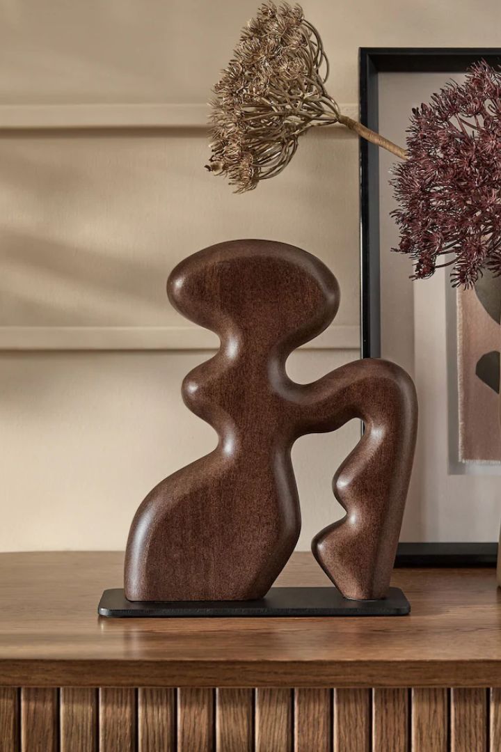 Brown Mango Wood Sculptural Ornament.