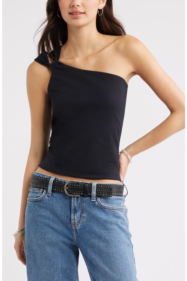 Stretch Cotton One-Shoulder Tank