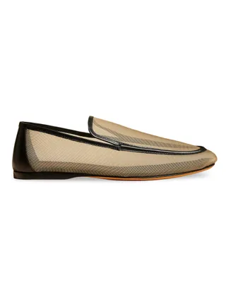 Khaite, Alessia Leather-Trimmed Mesh Loafers