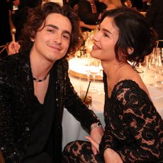 Timothée Chalamet and Kylie Jenner at the Golden Globes in January 2024