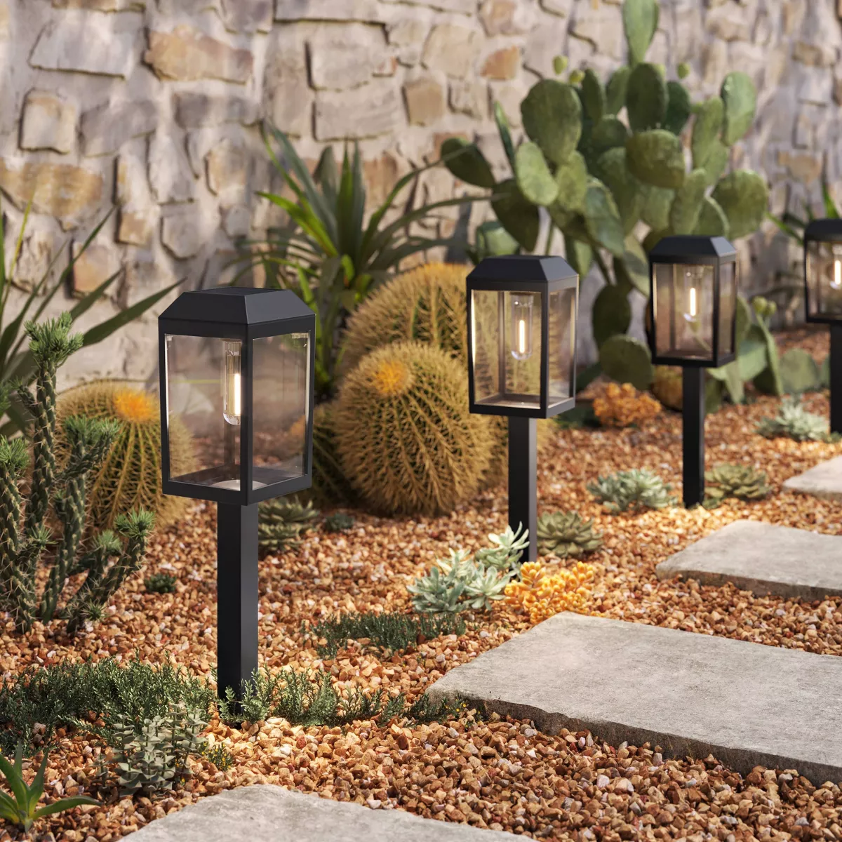 6pk Solar Led Outdoor Path Lights Matte Black - Thresholdu0026#8482;